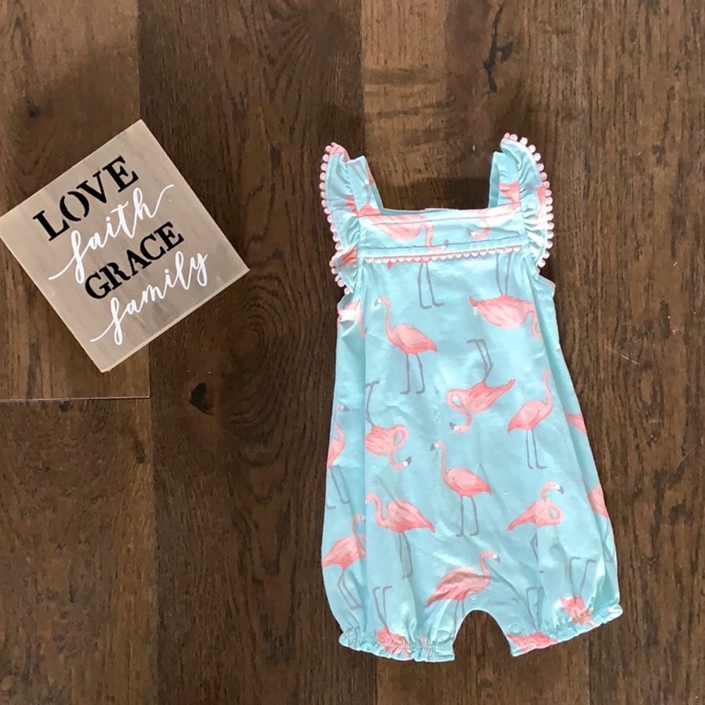 [Carter’s] flamingo one piece. Has never been worn